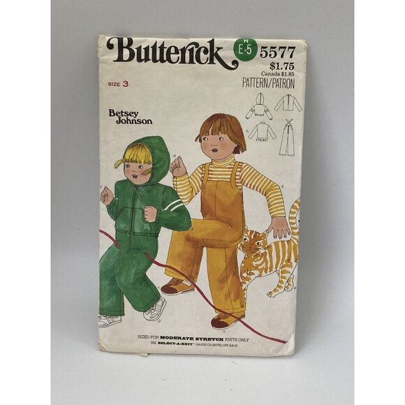 Butterick Sewing Pattern 5577 Toddler T Shirt Overalls Jacket Retro Vintage Sz 3 - Picture 1 of 2